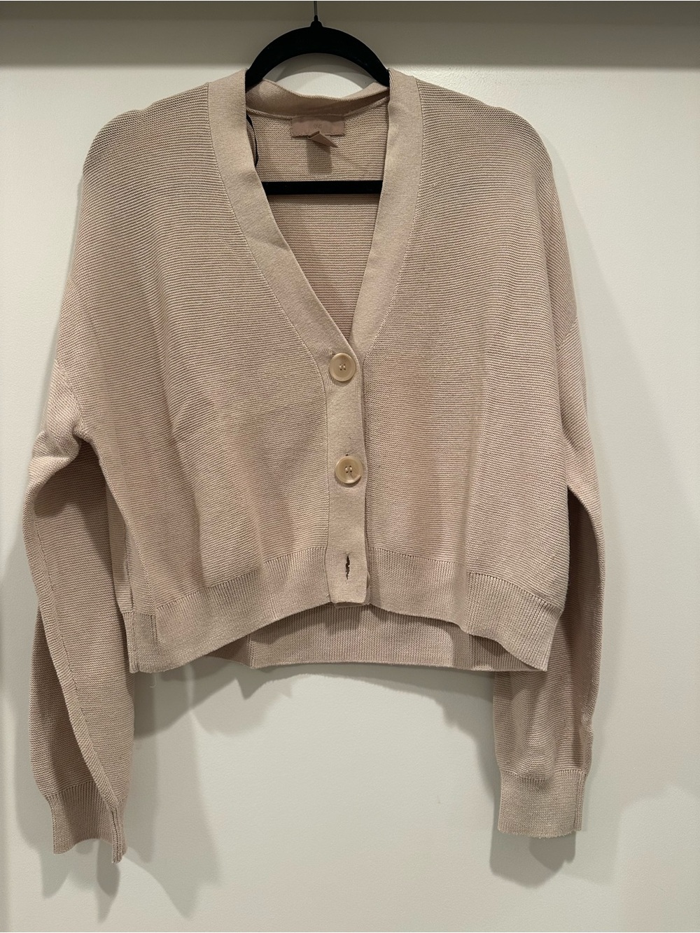 HM Light Beige V-Neck Button Cardigan Sweater and pants